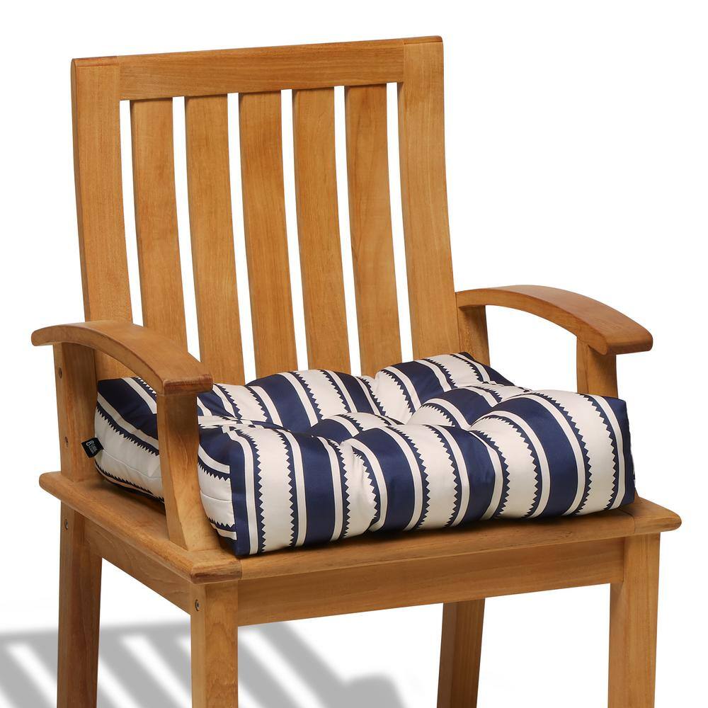 Classic Navy Sedona Stripe 19" Square Patio Seat Cushion