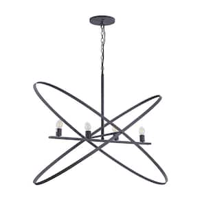 4 LED Light Matte Black Atom Brass Metal Pendant Light