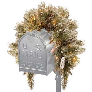 National Tree Company 36 in. Wintry Pine Mailbox Swag with Battery ...