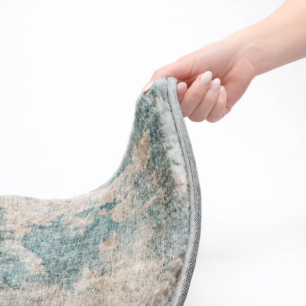 Dream Shag Premium Machine Washable Abstract ADS573 Teal 3 ft. x 5 ft. Area Rug