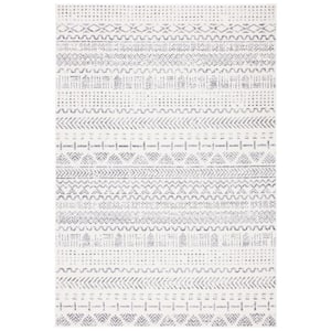 Tulum Ivory/Gray 5 ft. x 8 ft. Tribal Striped Area Rug