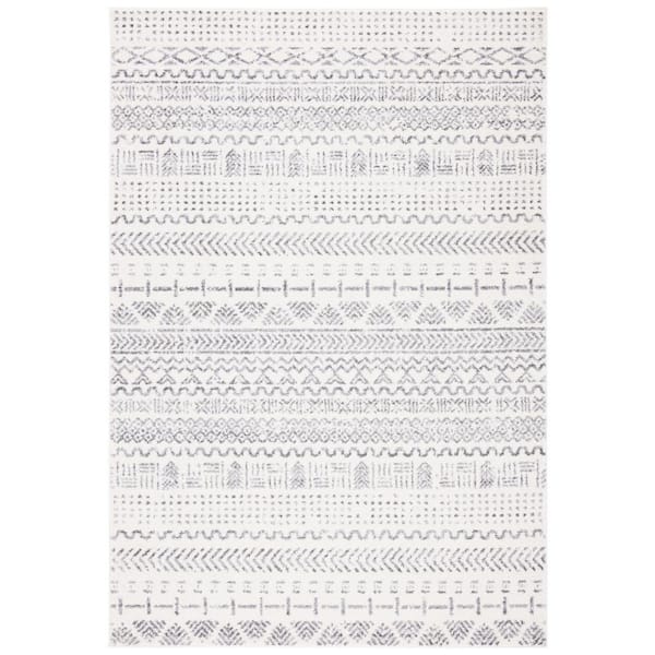 SAFAVIEH Tulum Ivory/Gray 5 ft. x 8 ft. Tribal Striped Area Rug