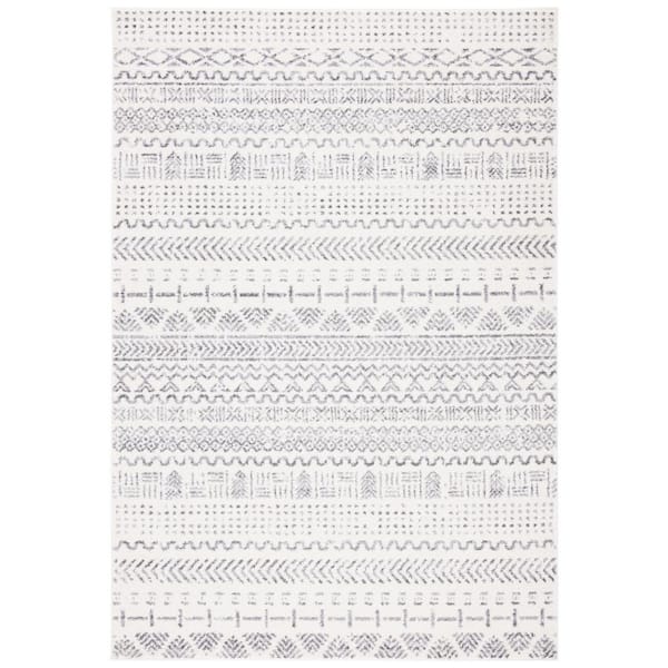 SAFAVIEH Tulum Ivory/Gray 8 ft. x 10 ft. Tribal Striped Area Rug