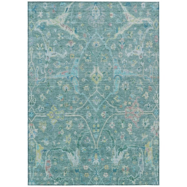 Chantille Machine Washable Indoor/Outdoor Abstract ACN2232 Teal 2 ft. 6 in. x 3 ft. 10 in. Area Rug