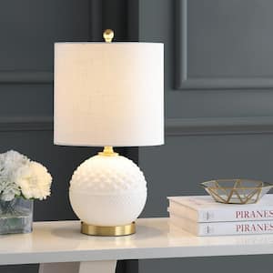 Julienne 20.5 in. White/Brass Gold Glass/Metal LED Table Lamp