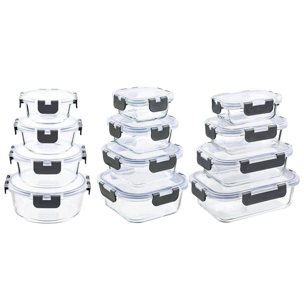 12-Pack Glass Food Storage Containers with Lids, Airtight Meal Prep Set, Microwave, Oven, Freezer Safe