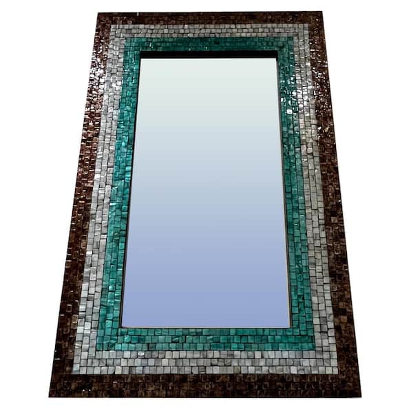 LA PASTICHE Southwestern 36 in. W x 24 in. H Rectangle Ceramic Mother of Pearl Multi-Color Decorative Mirror