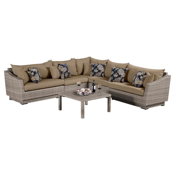 RST Brands Cannes 6-Piece Patio Corner Sectional Set with Delano Beige Cushions