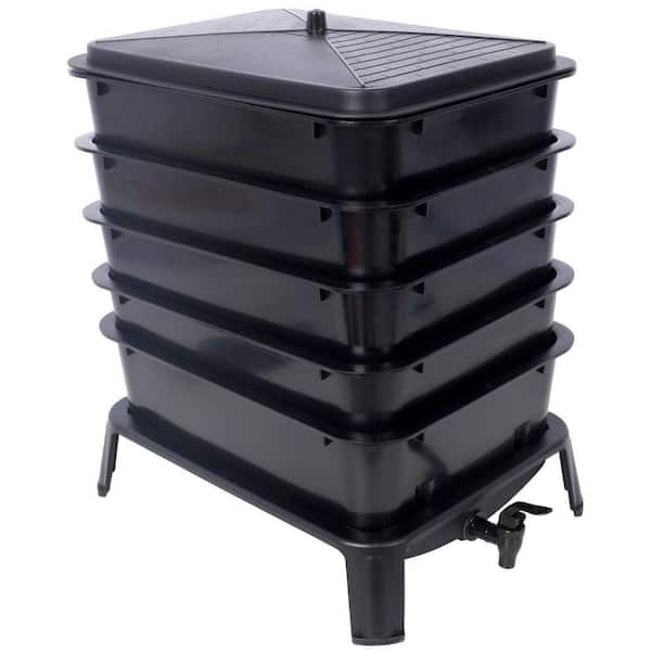 Ami 13 Gal. All-Season Outdoor 5-Layer Worm Compost Bin Inclusive Worm Farm Kit, 50L Worm Composter