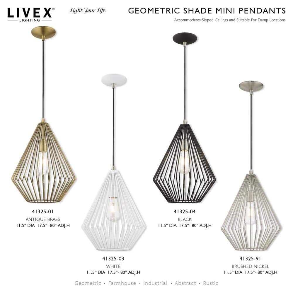 Linz Black Steel Geometric Mini Pendant Light - 21" Height