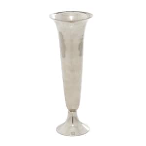 10 in. Silver Fluted Aluminum Metal Decorative Vase
