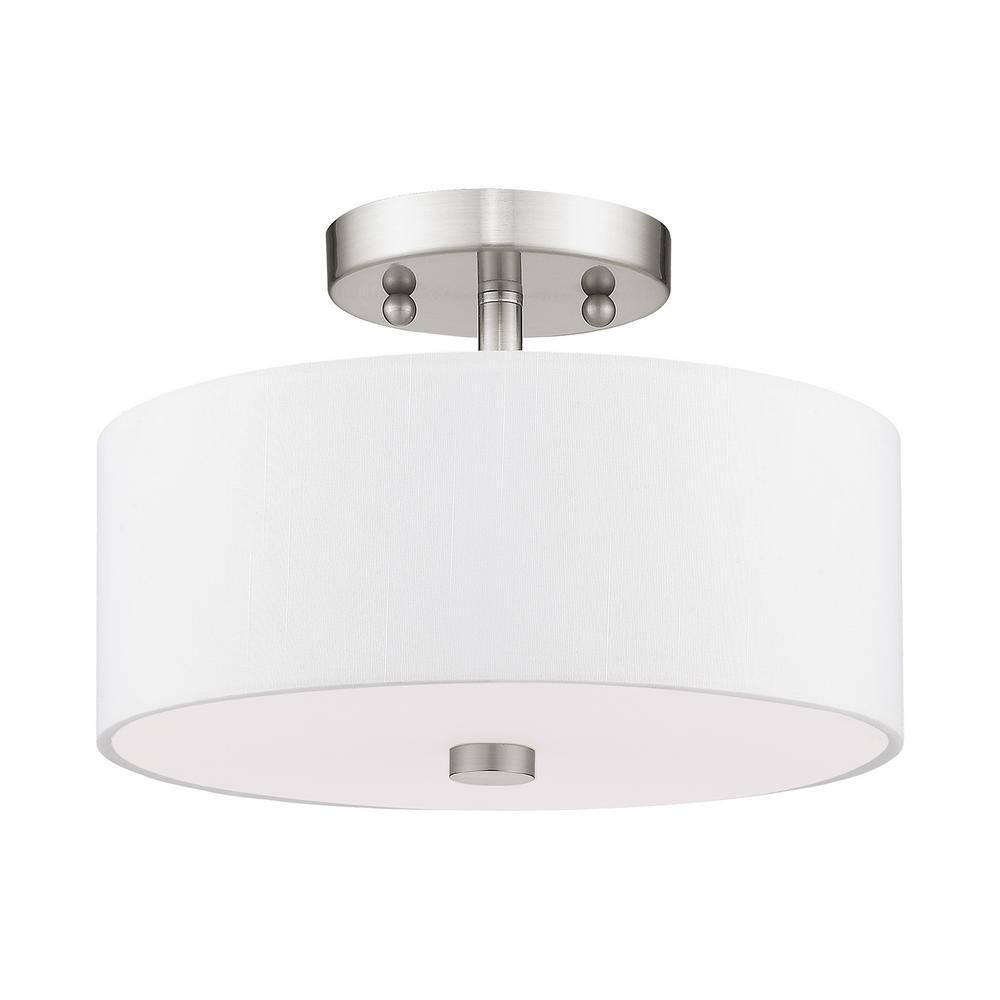 Elegant Brushed Nickel Drum Shade Semi-Flush Mount Light
