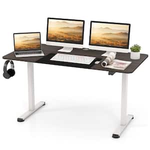 55 in. Rectangular Gray + Black Wood Height Adjustable Electric Standing Desk Sit to Stand Electric Desk Powerful Motor