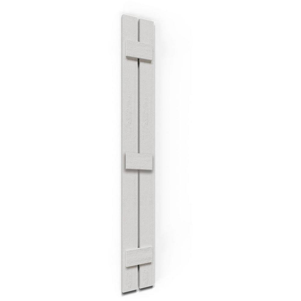 White Faux Wood Rustic Board and Batten Shutters, 60" Height