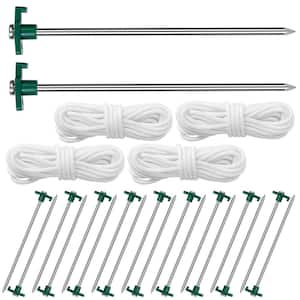20-Piece Heavy Duty Tent Stakes Nails Spike with 4 Nylon Ropes Tent Pop Up Canopy Stakes, Tent Pegs Ropes Set