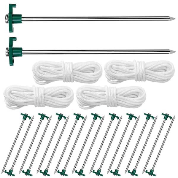 ITOPFOX 20-Piece Heavy Duty Tent Stakes Nails Spike with 4 Nylon Ropes Tent  Pop Up Canopy Stakes, Tent Pegs Ropes Set H2SA11-3OT128 - The Home Depot