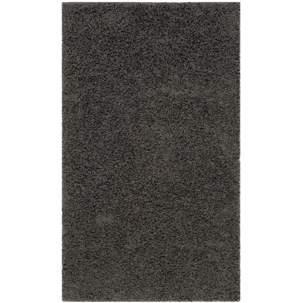 SAFAVIEH Athens Shag Dark Gray Doormat 3 ft. x 5 ft. Solid Area Rug