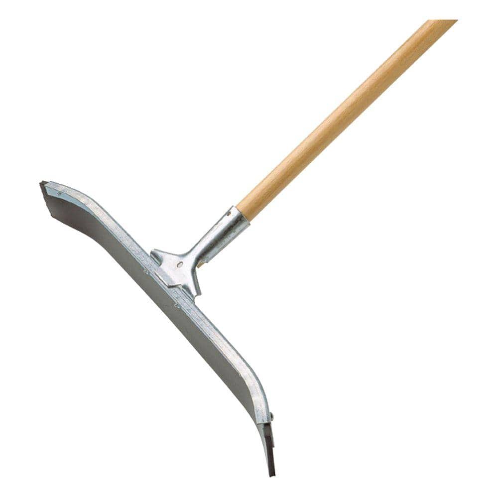 Ettore Industrial Curved Floor Squeegee with Scraper Edge Galvanized Steel with 24 in. Handle