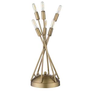 Perret 19 in. 6-Light Aged Brass Table Lamp