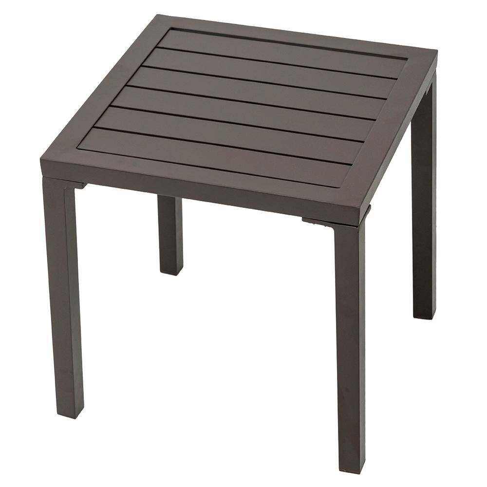 Crestlive Products Square Aluminum Outdoor Side Table CLTB006BRN The Home Depot