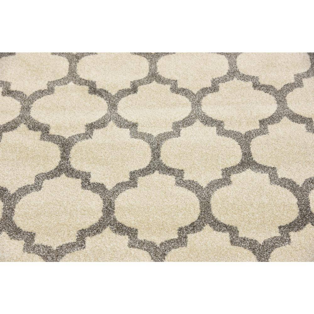 Beige and Gray Trellis Rectangular Synthetic Area Rug