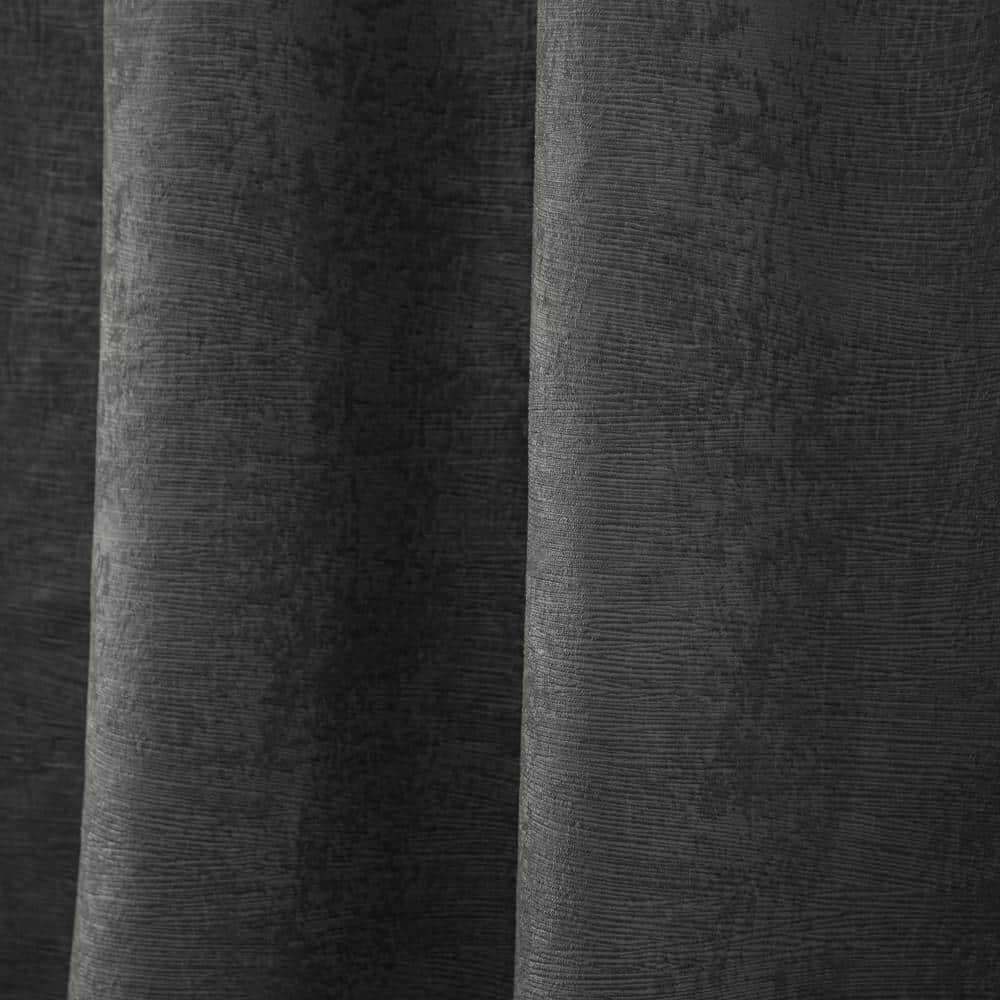 Charcoal Polyester Room-Darkening Grommet Window Panel Pair