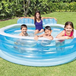 88 in. L x 85 in. W x 30 in. H Swim Center Inflatable Family Lounge Pool w/Built In Bench & 8 Foot Cover