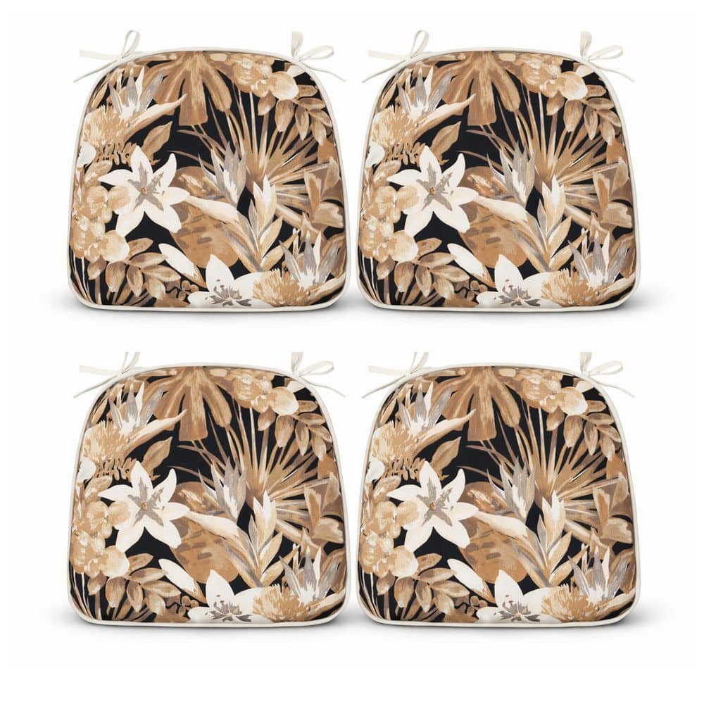 U-Shape Cream Lily Outdoor Seat Cushion, Water Resistant Chair Cushion with Ties for Patio Garden Furniture (4-Pack) price history on PriceWatchPro