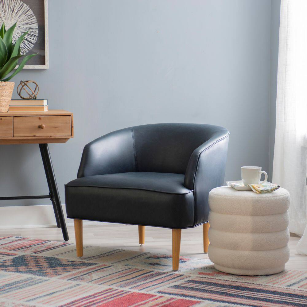 Mally Navy Blue Faux Leather Accent Side Chair