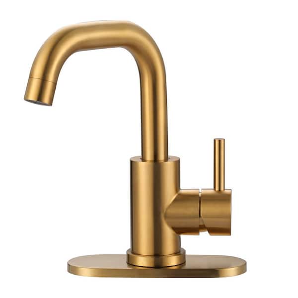 8.9 in. Single Handle Bar Faucet Deckplate Included in Gold