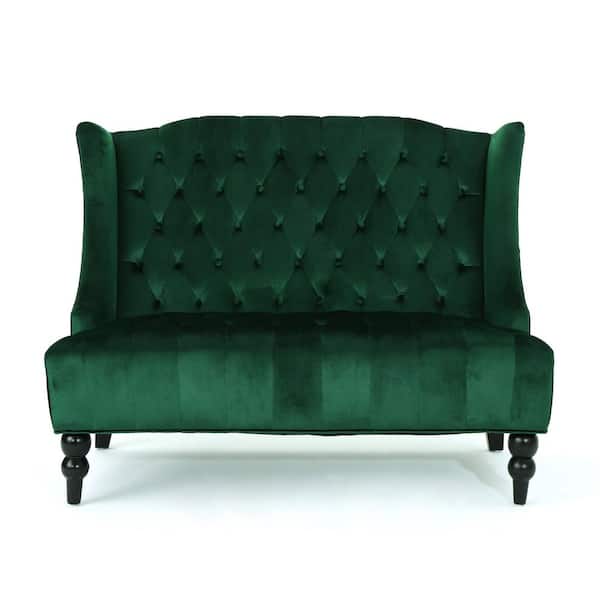 Noble House Leora 50.4 in. Emerald Velvet 2 Seat Loveseat