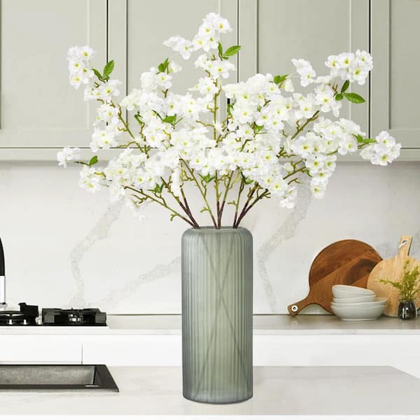 LIVING LUXURY 40 in. Cream White Artificial Cherry Blossom Flower