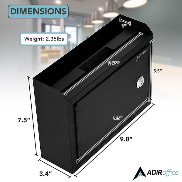Medium Size Black Steel Multi-Purpose Suggestion Drop Box Mailbox