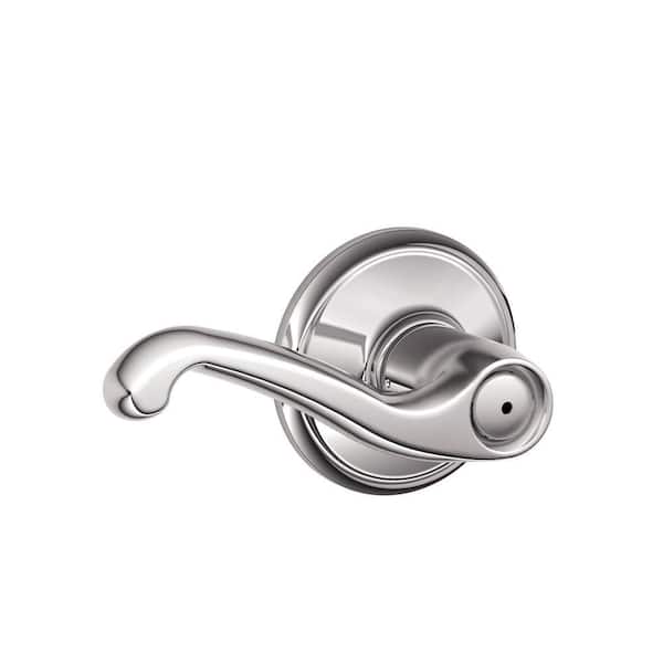Schlage Flair Bright Chrome Privacy Bed/Bath Door handle