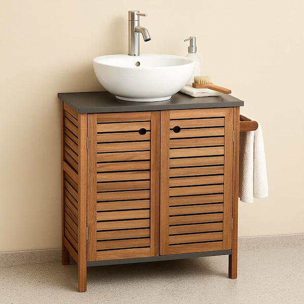 Elements 27 in. W x 12 in. D x 27.10 in. H Freestanding Bath Vanity Cabinet Only Non Pedestal in MDF Acacia Grey