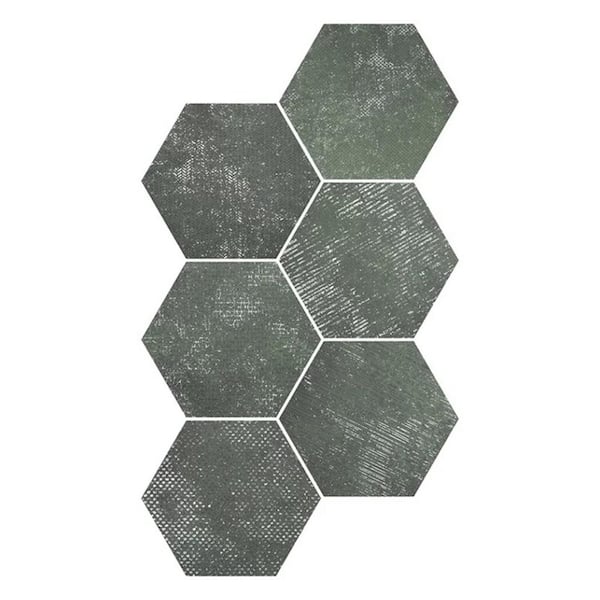 Zenith 9 in. x 11 in. Textured Olive Green Porcelain Hexagon Wall and Floor Tile (8.07 sq. ft./case)-16 Pack