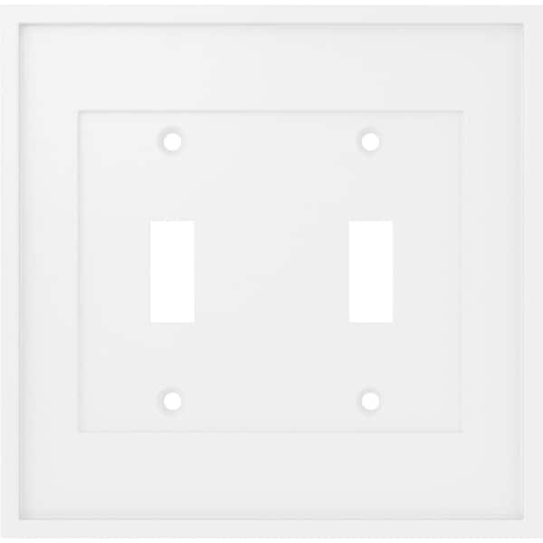 Liberty Simple Framed Pure White 2-Gang Toggle Wall Plate