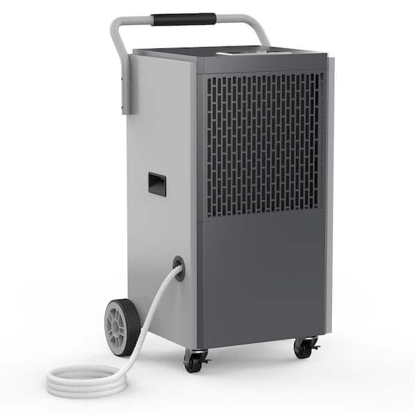 190 pt. 8,000 sq.ft. Bucketless Commercial Dehumidifier for Basement in Gray, Drain Hose,10%-95%RH Adjustable Humidistat