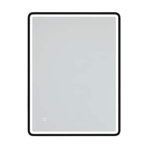 32 in. W x 24 in. H Rectangular Framed Anti-Fog Wall-Mount LED Light Bathroom Vanity Mirror in Black