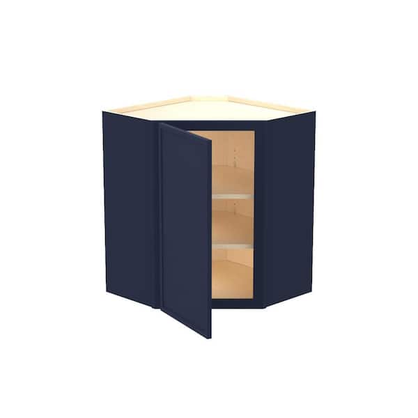 Home Decorators Collection Franklin 24 in. W x 12 in. D x 30 in. H Assembled Plywood Wall Corner Kitchen Cabinet in Vessel Blue with Soft Close