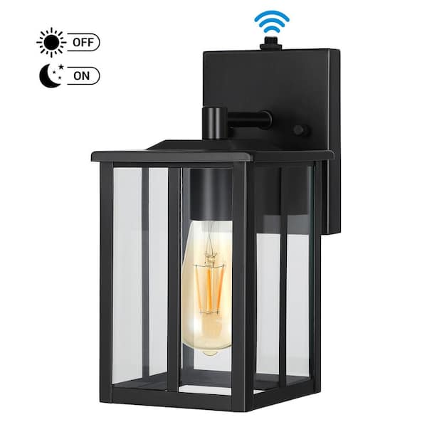 DEWENWILS Black Dusk to Dawn Outdoor Hardwired Wall Lantern Sconce with ...