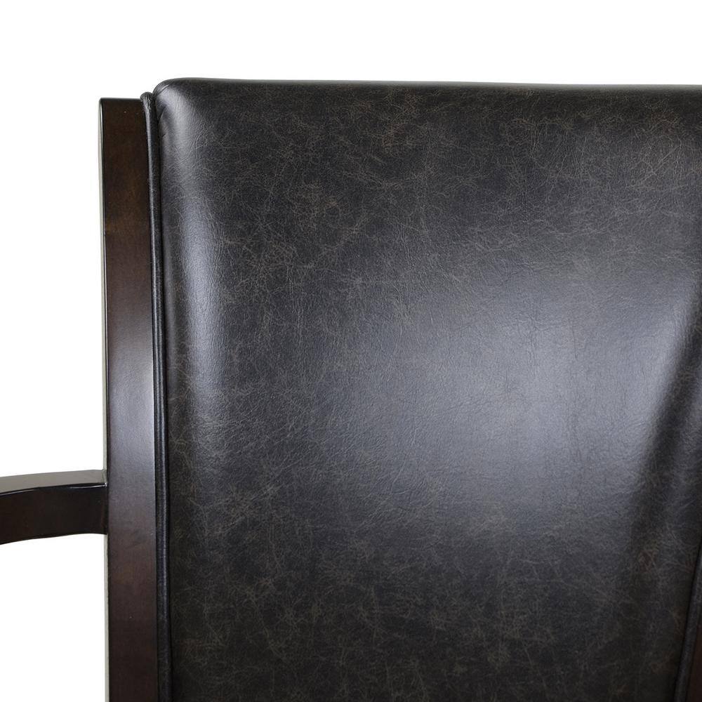 Williams 27" Swivel Counter Height Bar Stool in Vintage Black Faux Leather and Wood