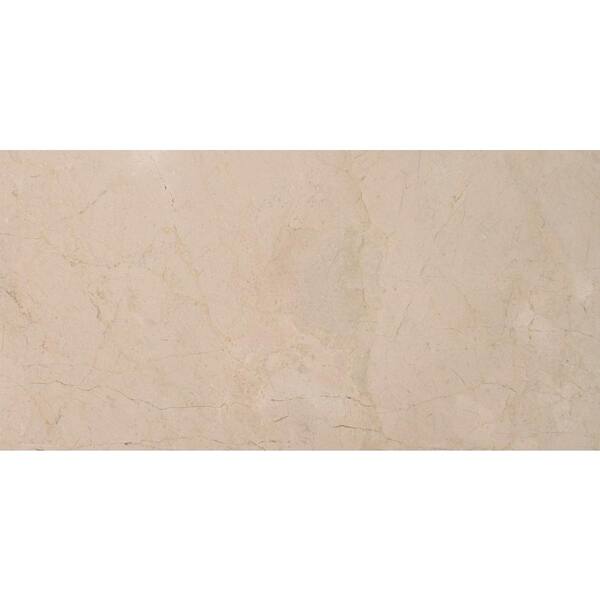MSI Crema Marfil 4 in. x 4 in. Tumbled Marble Floor and Wall Tile (1 sq. ft. / case)