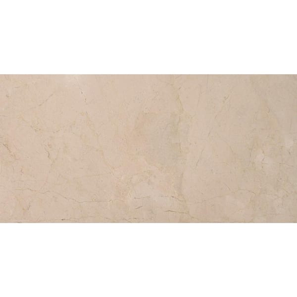 MSI Take Home Tile Sample - Crema Marfil 4 in. x 4 in. Polished Marble Floor and Wall Tile