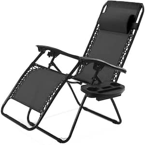 Versatile Black Flexible Aluminum Outdoor Lounge Chair in Black (Set of 1)