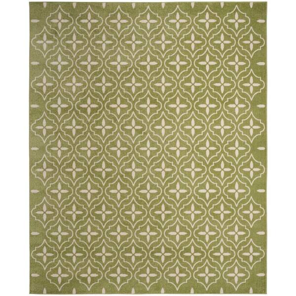 Nourison Essentials Green Ivory 6 ft. x 9 ft. Moroccan Contemporary Area Rug