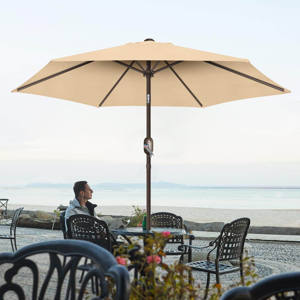 【GLOWNY】24HS★ SUNSHOWER UMBRELLA Sonkuki 7.5-ft Steel Red Push-button Tilt Market Patio