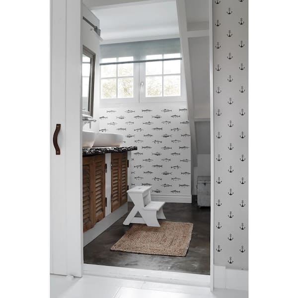 Fiyero Off-White Fish Paper Strippable Wallpaper (Covers 56.4 sq. ft.)