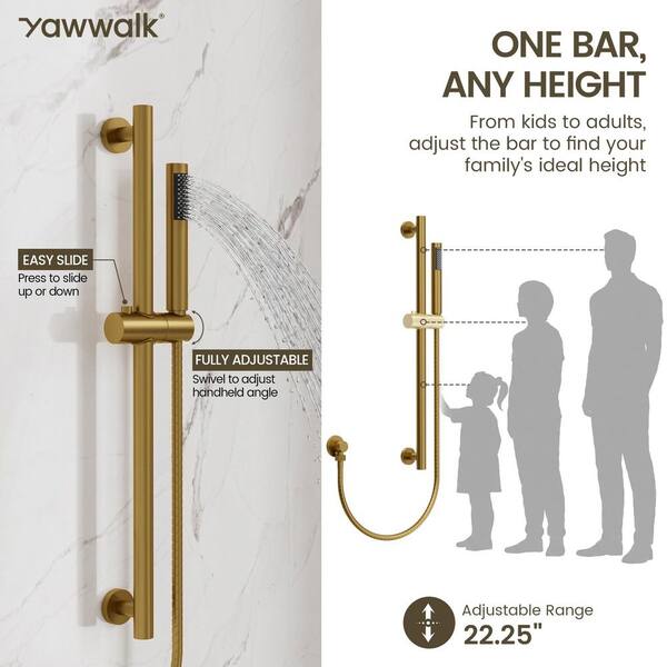 YAWWALK 3-Spray Wall Mounted 10 and 6 in. Dual Shower Head and