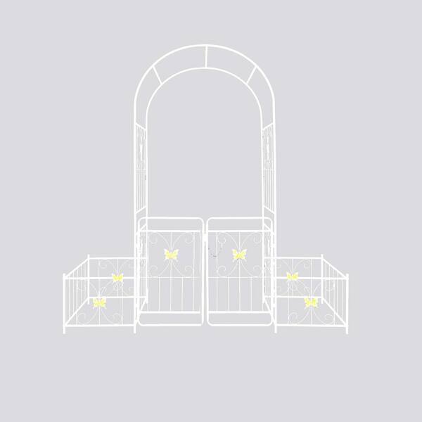 Tenleaf 79.5 in. x 86.6 in. White Metal Garden Arch Arbor Trellis
